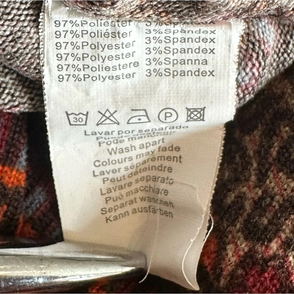 Vintage style Natura Dress brown long sleeve w/ cowl neck & 70s print. - Picture 7 of 8